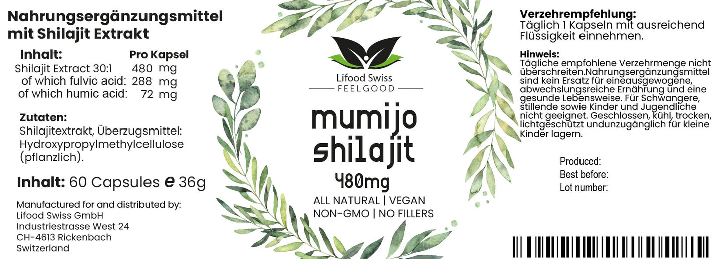 Bio Mumijo Shilajit Vegan - 480mg - 60 Kapseln